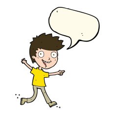 cartoon crazy excited boy with speech bubble N7
