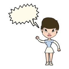 cartoon woman waving with speech bubble N225