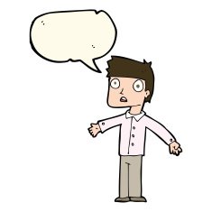 cartoon shocked man with speech bubble N71