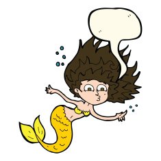cartoon mermaid with speech bubble N42