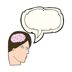 cartoon head with brain symbol speech bubble N25