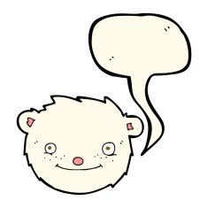cartoon polar bear head with speech bubble N7