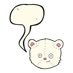 cartoon polar bear head with speech bubble N8