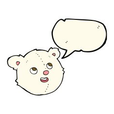 cartoon polar bear face with speech bubble N18