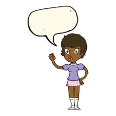 cartoon pretty girl waving with speech bubble N20