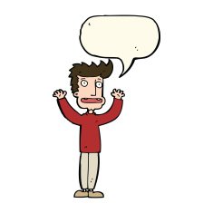 cartoon stressed man with speech bubble N43