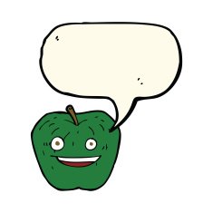 cartoon apple with speech bubble N22