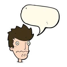 cartoon nervous man with speech bubble N87