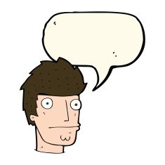 cartoon nervous man with speech bubble N88