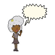 cartoon woman waving with speech bubble N227