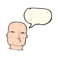 cartoon bald tough guy with speech bubble N14