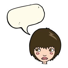 cartoon unhappy girl with speech bubble N12