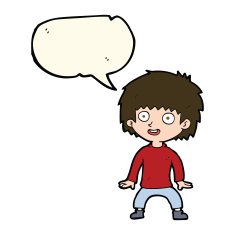 cartoon excited boy with speech bubble N94