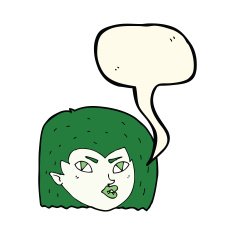 cartoon vampire face with speech bubble N25