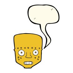 cartoon robot head with speech bubble N40