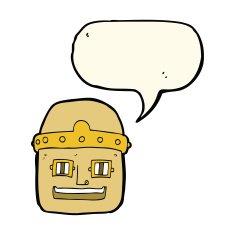 cartoon robot head with speech bubble N41