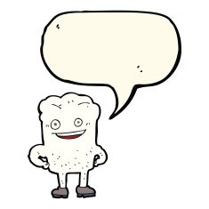 cartoon tooth looking smug with speech bubble N12