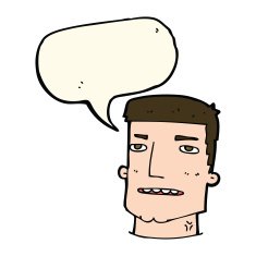 cartoon male head with speech bubble N7