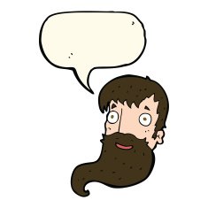 cartoon bearded man with speech bubble N29