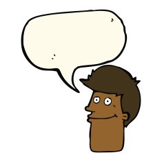 cartoon smiling man with speech bubble N20