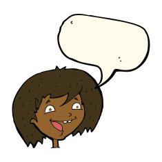 cartoon happy girl with speech bubble N53