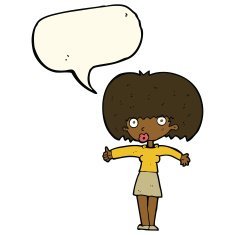 cartoon woman giving thumbs up symbol with speech bubble N44