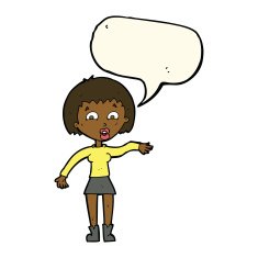 cartoon surprised woman with speech bubble N162