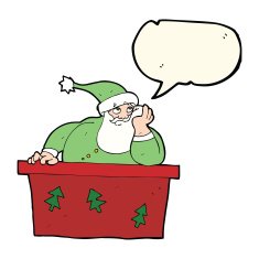 cartoon bored santa claus with speech bubble N6