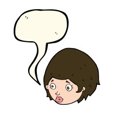 cartoon girl with concerned expression speech bubble N6