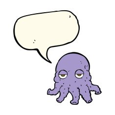 cartoon alien squid face with speech bubble N22