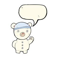 cartoon polar bear cub with speech bubble N48