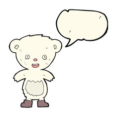 cartoon polar bear cub with speech bubble N49