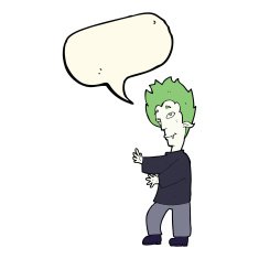 cartoon vampire with speech bubble N85