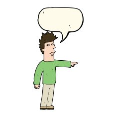 cartoon man pointing with speech bubble N126