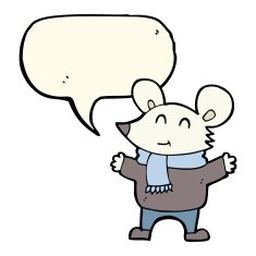 cartoon mouse with speech bubble N8