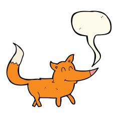 cartoon little fox with speech bubble N23