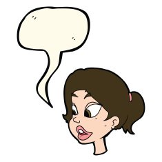 cartoon friendly woman with speech bubble N47