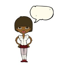 cartoon woman with hands on hips speech bubble N145