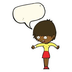 cartoon woman panicking with speech bubble N8