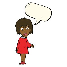 cartoon shocked woman with speech bubble N65