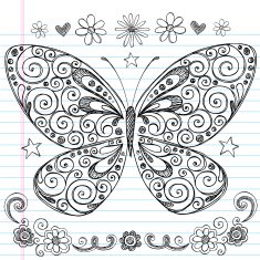 Hand-Drawn Sketchy Doodle Butterfly N2