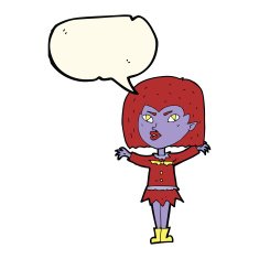 cartoon vampire girl with speech bubble N146