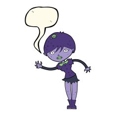 cartoon vampire girl with speech bubble N147