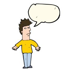 cartoon worried man with speech bubble N61