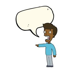 cartoon terrified man with speech bubble N134