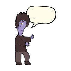 cartoon vampire with speech bubble N87
