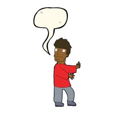 cartoon nervous man with speech bubble N89