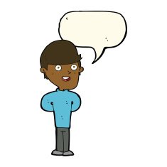 cartoon happy man with speech bubble N300