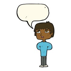 cartoon unhappy man with speech bubble N8