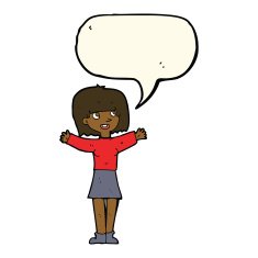 cartoon excited woman with speech bubble N85